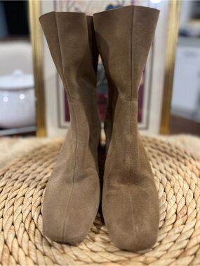 COCLICO Brown Suede Heeled Sock Boots